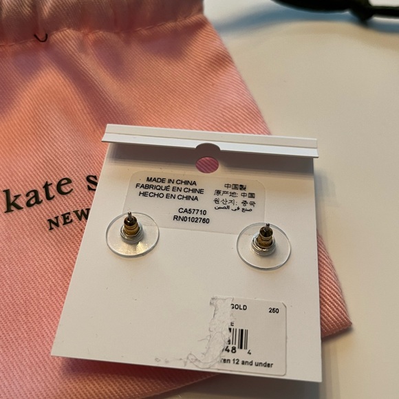 Kate Spade large gold stud earrings with dust bag - Picture 3 of 4